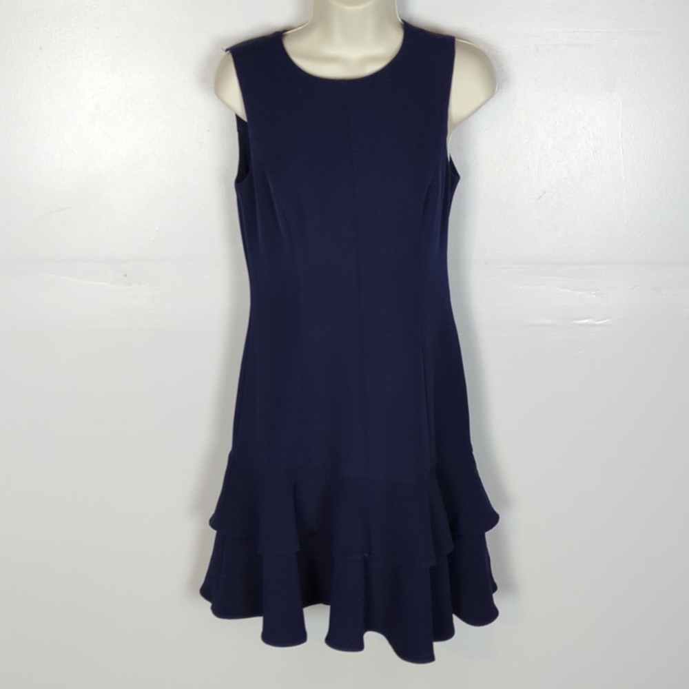 Eliza J Sleeveless Ruffle Hem Knee-Length Dress